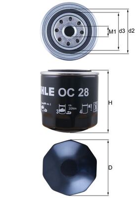Olejový filtr - OC28 MAHLE - 021115351A, 0500185, 1109C0