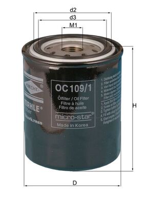 Olejový filtr - OC109/1 MAHLE - 1109H7, 1112650, 1520813201