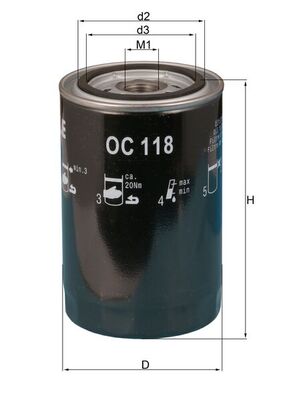 Olejový filtr - OC118 MAHLE - 0003132302, 0006731G, 152499