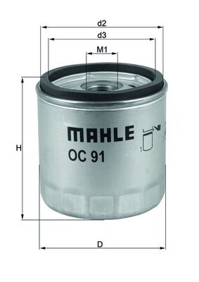 Ölfilter - OC91D MAHLE - 11001341616, 11002300053, 11421460833
