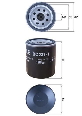 OC237/1, Olejový filtr, Filtr olej., MAHLE, 10073599, 5005630, 8671000496, 93156863, ADU7417, CBU1937, CDU1268, 5007165, 9975449, ADU9826, CDU1937, LPW100180, 5020120, ADU9826EVA, LPW100180L, 880X6714AA, AHU2880, LPW100230, A790X6714GA, RTC3172, A800X6714HA, GFE171, GFE280, STC974, EFL380, GFE376, LPW100181, 0451103277, 15052/8, 152071758793