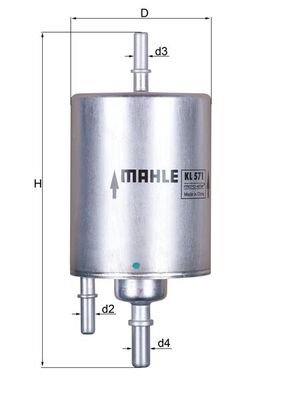 Fuel Filter - KL571 MAHLE - 420201511, 4F0201511A, 4F0201511C