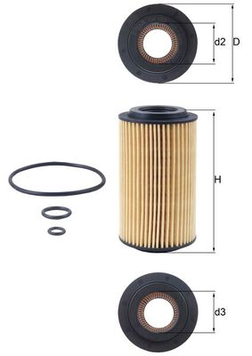 Oil Filter - OX153D3 MAHLE - 0011849425, 05080244AB, 1121840025
