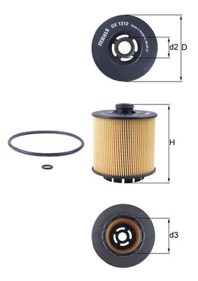 Oil Filter - OX1312D MAHLE - 32257013, 32257123, 107407
