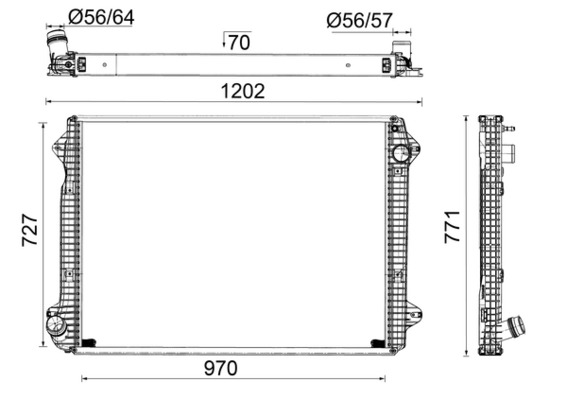 CR2451000P, Chladič, chlazení motoru, Chladič, MAHLE, 2278174, 2308143, 2454028, 2552200, 3158318, 0222.2013, 102460, 1.11452, 270019X, 500004, 606320, 733561, RX149006, SC2092, WG2183331, WG2184513