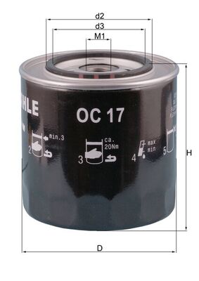 Olejový filtr - OC17 MAHLE - 0003938626, 0004449040, 105550600300