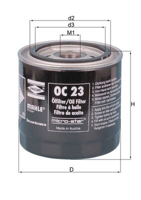 Oil Filter - OC23OF MAHLE - 0141151110, 0HM6716BA, 1041429M