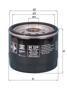 Olejový filtr - OC239 MAHLE - 0825923802, 0K01623802A, 3254957