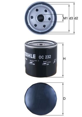 Olejový filtr - OC232 MAHLE - 1003003, 1E1014302, 25067140