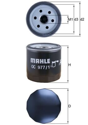 Olejový filtr - OC977/1 MAHLE - 04E115561, 04E115561AC, 04E115561B