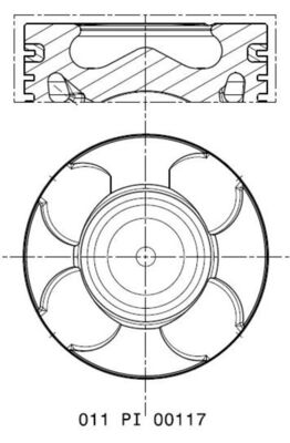 011PI00117000, Piston with rings and pin, MAHLE, 0623734, 55267589, 0623735, 55267591, 0623738, 55267593, 55212096, 55212097, 552212098, 55229808, 623734, 623735, 623738, 93196895, 41288600, 8743570010, 8743570022, 8745050000, 8772660