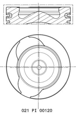 Piston with rings and pin - 021PI00120000 MAHLE - 120A10625R, 120A18443R, 120A19184R