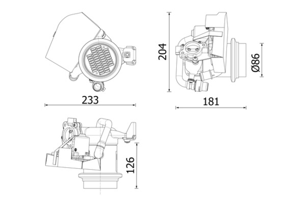 CE40000P, Chladič, recirkulace spalin, Ventil AGR/EGR - chladič, MAHLE, 04L131512AH