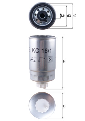 Palivový filtr - KC18/1 MAHLE - 1133493R1, 1240619H1, 1492827