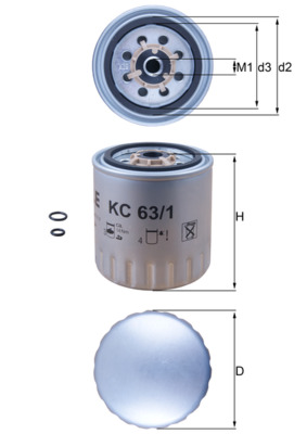Fuel Filter - KC63/1D MAHLE - 0010921452, 190627, 5017831