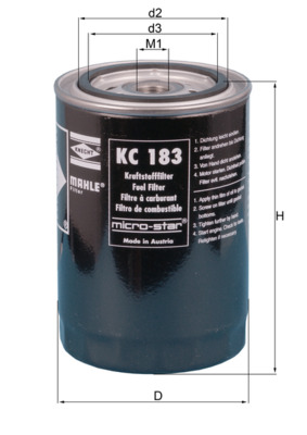 KC183, Fuel Filter, MAHLE, 5010359706, 105774, 1457434409, 633213, 95115E, FF5425, FSM4267, FT5611, P550496, P9449, PP971/1, WK940/15, FF5455, N4409