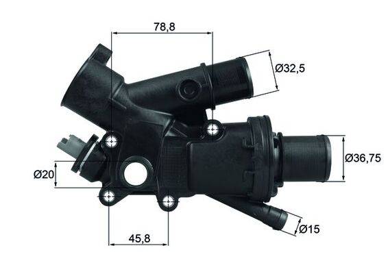 TH4383, Thermostat, coolant, MAHLE, 1336AS, 1838288, 30735589, 9682141580, SU001A2479, 1681993, 9803648780, 1779760, 98036487, 9M5Q-8A586-AC, 9M5Q8A586AA, 9M5Q8A586AB, 180395, 4006171, 725165, 78790, 819715, 85383K, 862027084, DTM83853, TH37684, TH7144.83J, V25991738, 670085, TH48183G1
