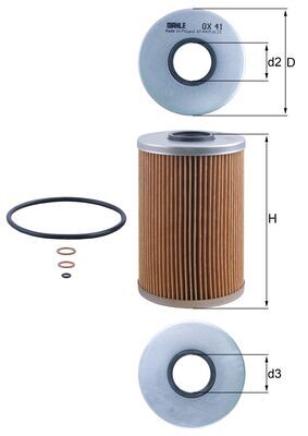 Oil Filter - OX41D MAHLE - 11421267268, 5004282, 9975400