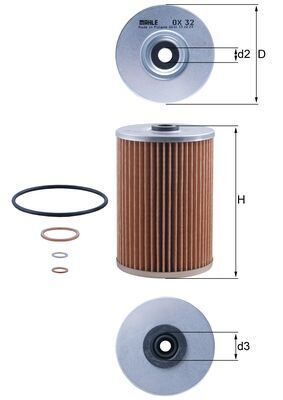 Oil Filter - OX32D MAHLE - 0001800309, 0001800509, 0001800609
