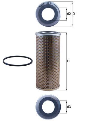 Oil Filter - OX50D MAHLE - 0001225776, 0001226176, 0003082659