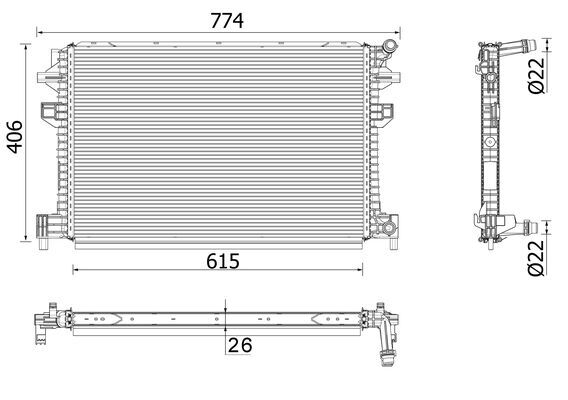 CIR30000P, Chladič, chlazení motoru, Chladič, MAHLE, 5Q0121251FB, 5Q0121251HQ, 5Q0121251GC, 5Q0121251GG, 5Q0121251HP, 65328, DCM3871