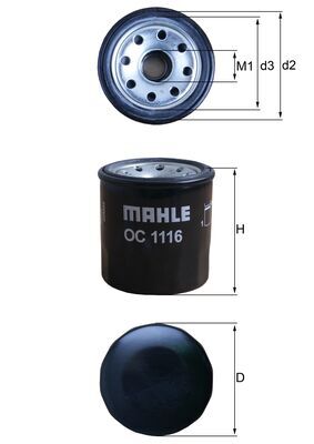 OC1116, Oil Filter, MAHLE, 2521421, 62700045, HD17004