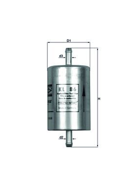 KL86, Palivový filtr, Filtr paliv., MAHLE, 71711048, 71736101, 7585348, 7606404, 7719390, 0450902151, 153071760195, 3151200, 33310, 4051, 587009, 61043, 6719, 7790051, 8671002356, AG6022, AK10-OK, ALG319, B93, E512, ELE3661, EP139, F57703, FB101, FD2303, FDB130, FF032, FFF615, FIG7032, FS9141E