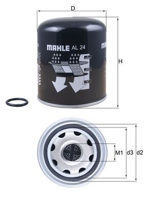 AL24, Lufttrocknerpatrone, Druckluftanlage, MAHLE, 0004295695, 1506635, 1699132, 5001865037, 64521040002, R950068, 0004295795, 1527757, 20557234, 7421267820, 81.52155-0045, 1782420, 20972915, 4295695, 81.52155-0046, 1872122, 21508133, 4295795, 81521086025, 21620181, 81521550040, 8840483382, 3090268, 81521550041, 884483382, 3090288, 81521550042, A0004295695, 85110799, A0004295795