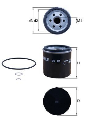 OC91D, Olejový filtr, Filtr olej., MAHLE, 11001341616, 11002300053, 11421460833, 11421460845, 11001300053, 11421460327, 11421460697, 11421460858, 1341616, 1460697, 1460833, 1460845, 1460858, 2300053, 2322400, 2940123093945, B9002, C301, KN163, L27211, MW712, PH6063, PH7025, SO9001, C312, ML16825, C313, COF063