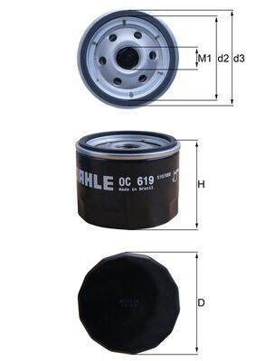 OC619, Oil Filter, MAHLE, 11427721779, 11427721779-03, 11427719357, 11427721779-04, 11428409567, 5B70298, 7719357, 7721779, 8409567, B9004, COF060, F026407251, PH6114, SO6947