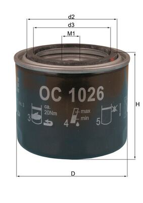 Olejový filtr - OC1026 MAHLE - 15410679013, 15410M67003, 15410MB000