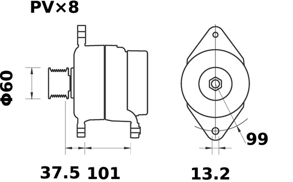 Alternator - MG610 MAHLE - 21610310