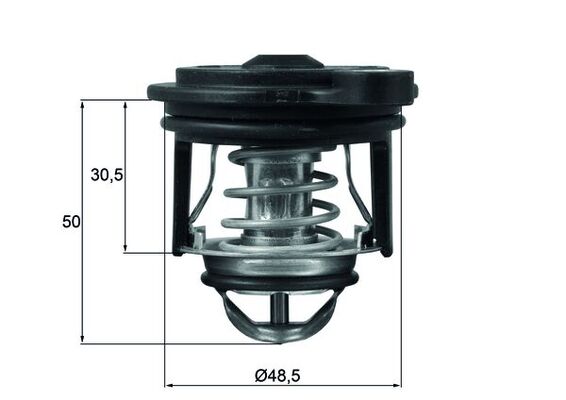 TI24650, Termostat, chladivo, Termostat, MAHLE, 1780508, 1932006, 2227681, CA6G8575CA, CA6G8575DA, CA6G8575DB, 4006313, 725379, TH7335.50J, 4006314, TH733571J