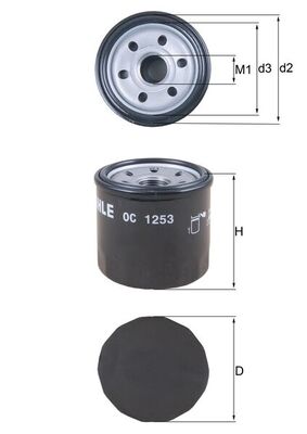 Oil Filter - OC1253 MAHLE - 1651073013, 16510A73020000, 25067035