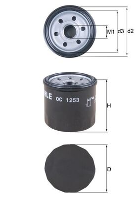OC1253, Oil Filter, MAHLE, 1651073013, 16510A73020000, 25067035, 4708878, 91112084, 1651073013000, 25183779, 4711189, 91149479, 93156662, 93167825, 96325703, 1651A73013000, 93193705, 96565412, 95599746, 96570765, 109205, 152071758757, 2313101, 96.108.07/110, ADD62104, BFO4052, CDH11631, D131O02, DO846, ELH4188, H97W13, J1316004, LS908