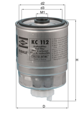 Fuel Filter - KC112 MAHLE - 0813566, 25067057, 560217553