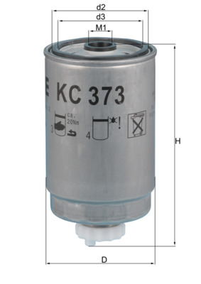Kraftstofffilter - KC373 MAHLE - 1908556, 1457434105, 17660