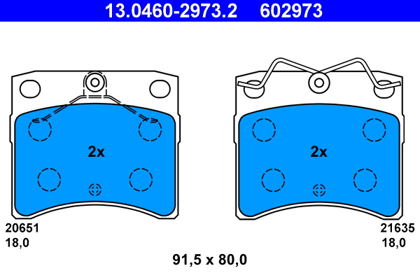 Brake Pad Set, disc brake - 13.0460-2973.2 ATE - 701698151F, 701698151G, 701698151B