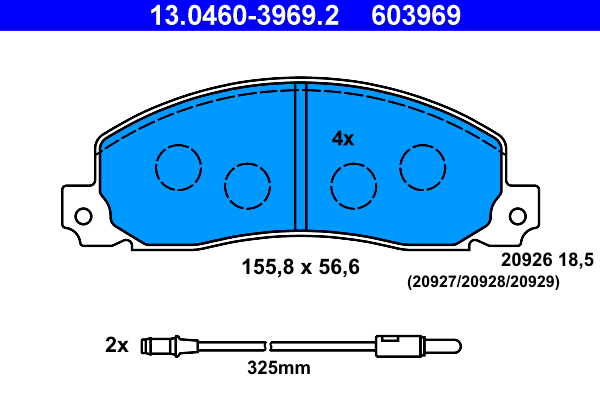 Brake Pad Set, disc brake - 13.0460-3969.2 ATE - 4403271, 7701203918, 9111271