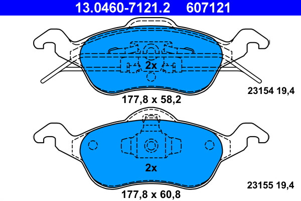 Brake Pad Set, disc brake - 13.0460-7121.2 ATE - 1425406, 1075558, 1151049