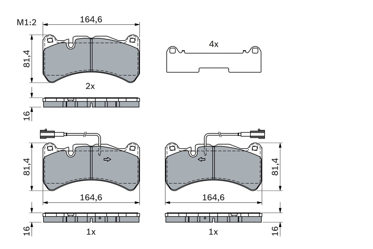 Brake Pad Set, disc brake - 0986424104 BOSCH - 77367664 | K MOTORSHOP