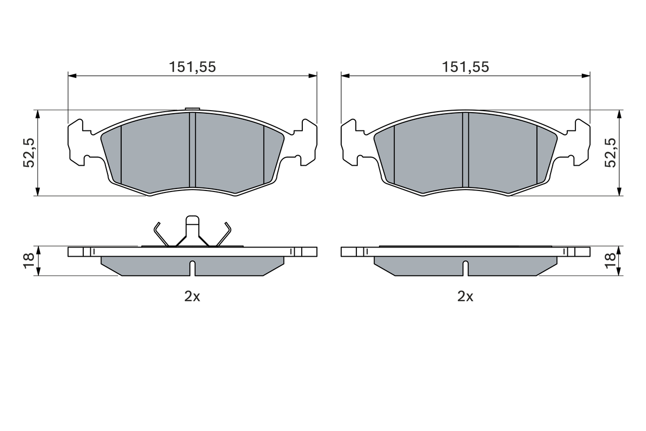 Brake Pad Set, disc brake - 0986469070 BOSCH - V86AB2K021AB, 1629697 ...