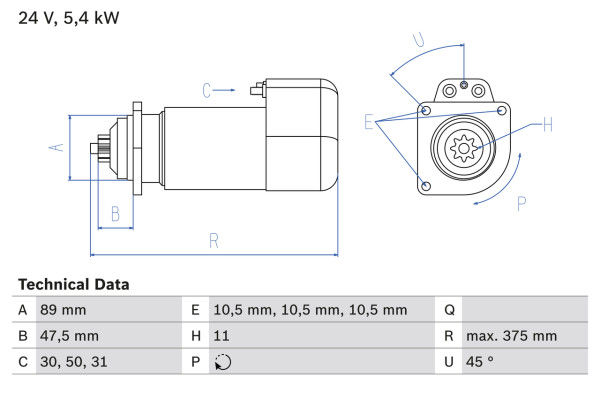 0986013260, Starter, BOSCH, 465929, 51262017100, 6000733, 81500090049, 5003027, 0001415016, 860504, 8EA726154-001, 943252190, CS506, DRS3260, LRS00860, 0001416008, 19024016, LRS860, 0001416009, 19024099, 0001416038, 85000438, 0001416076, 0001416209, 0986013263