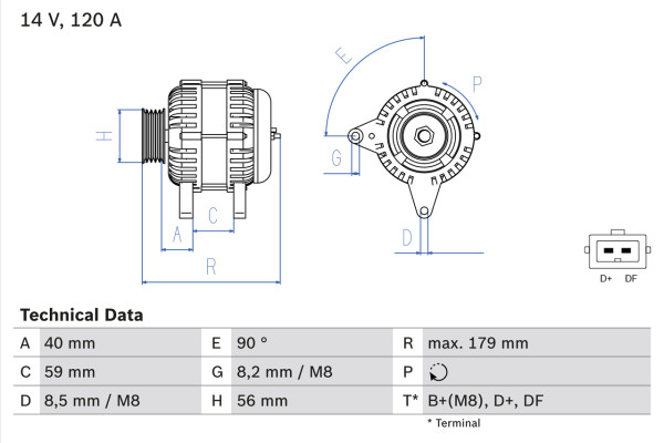 0986041010, Generátor, Generátor, BOSCH, 038903023J, 0123510047, 8EL737164-001, CA1144IR, DRB1010, LRB00391, 0123515021, LRB391, 0986041010