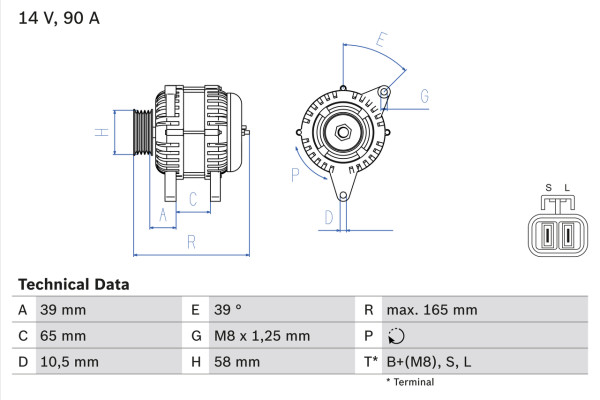 0986042680, Alternator, BOSCH, MD257744, MD349945, MD357744, 0124325008, 8EL737868-001, CA1585IR, DRB2680, LRA01815, 0986042680, LRA1815