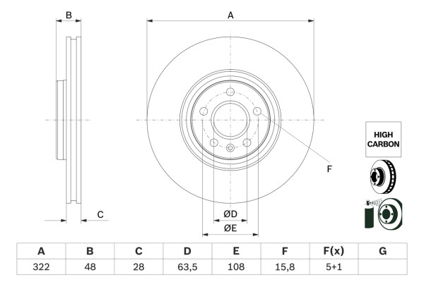 0986479F90, Bremsscheibe, BOSCH, 31423724, 31471413, 31665446, 32217561, 32233185, 32254356, 32300122, 09D2511E, 106352, 1815314876, 24012803131, 314876, 55874HC, 563257JC, 610372520, 6212910, 673082, 92287405, ADF124365, BDC6176, BDS1504HC, BG9330C, BS9622HC, DDF2693C, DSK3321, V1033VR, 09D25111, 55874NC, 563257JC1, 610372552