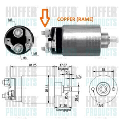 Solenoid Switch, starter - HOF46007 HOFFER - SA-815*, SA-818*, XS6U-11000-AC*