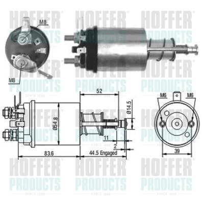 Solenoid Switch, starter - HOF46021 HOFFER - SS754, 130855, 227551
