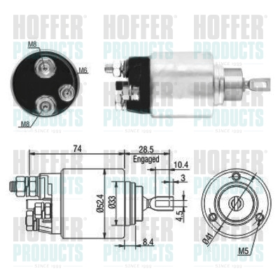 Solenoid Switch, starter - HOF46034 HOFFER - 69502571*, 0001109375*, 227581