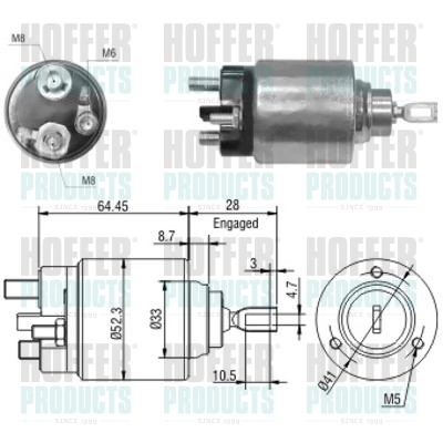 Solenoid Switch, starter - HOF46040 HOFFER - 09118122, 1092117, 95FB11000BD*